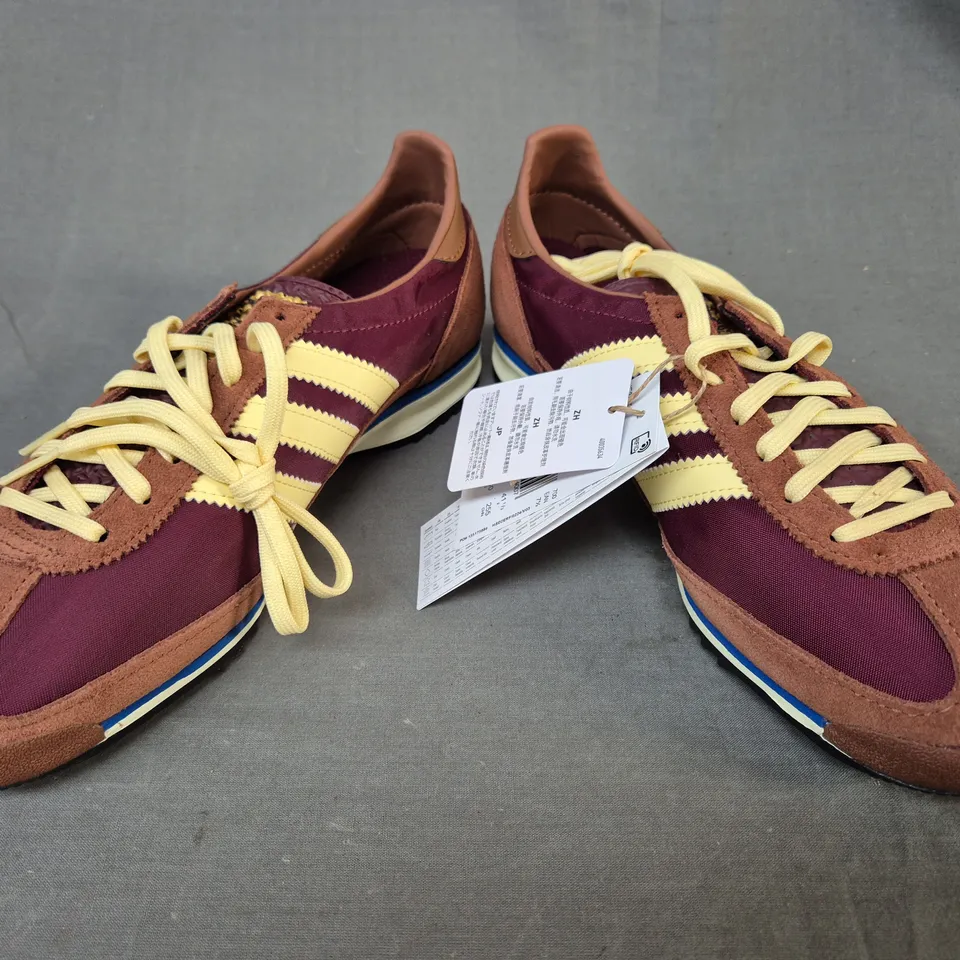 BOXED PAIR OF ADIDAS WOMEN'S SL 72 OG SHOES IN MAROON/CREAM UK SIZE 7.5