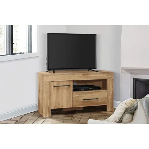 BOXED CLARRIS TV STAND FOR TVS UP TO 55" - LIGHT BROWN (1 BOX)