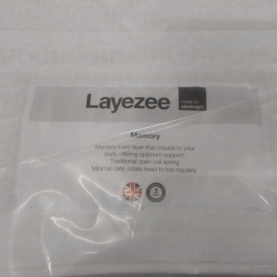 BAGGED LAYEZEE 3FT SINGLE SIZED MEMORY FOAM MATTRESS 