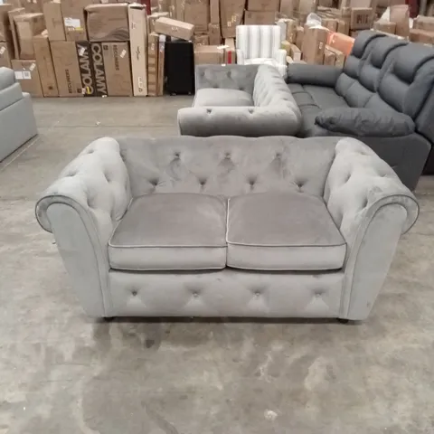 AUDLEY 2 SEATER CHESTERFIELD SOFA, GREY HOUSE VELVET