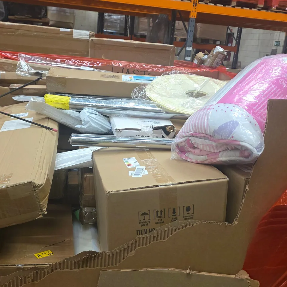 PALLET OF ASSORTED HOUSEHOLD GOODS AND PRODUCTS TO INCLUDE;FILAMENT DRYER,RETRACTABLE SAFETY GATE,WINDOW POLE OPENER