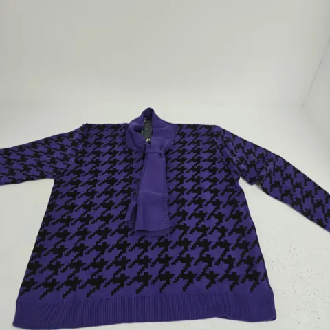 SUGAR CRISP PURPLE HOUNDSTOOTH KNIT JUMPER – TXL