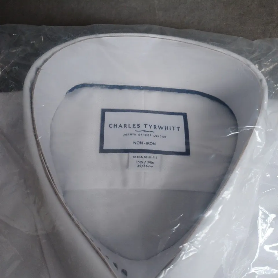 CHARLES TYRWHITT WHITE EXTRA SLIM FIT NON-IRON SHIRT, COLLAR 15.5IN, IN PACKAGING