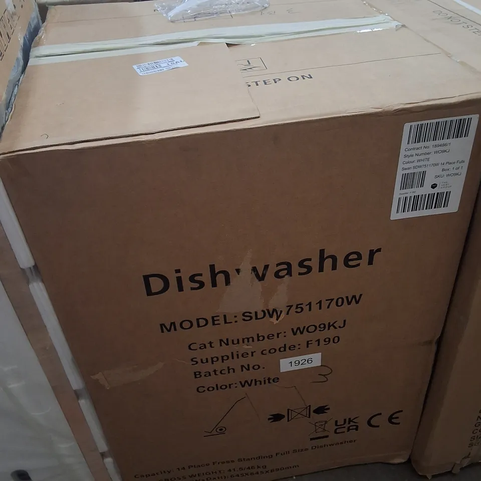 BOXED SWAN SDW751170W 14 PLACE FULLSIZE DISHWASHER - WHITE