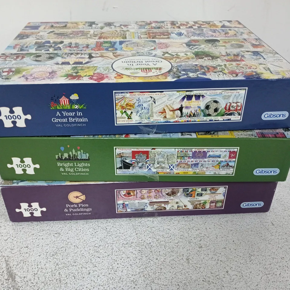 LOT OF 3 GIBSON 1000-PIECE JIGSAW PUZZLES