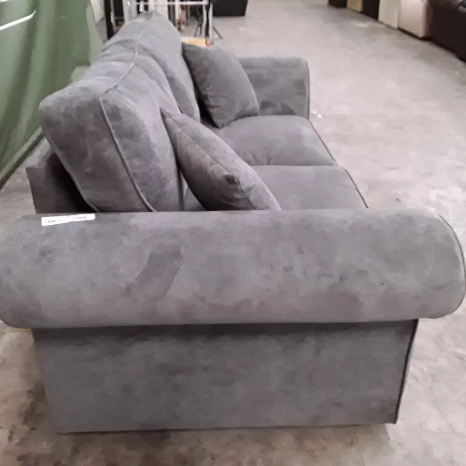 DESIGNER 2 SEATER SOFA - GREY FABRIC 