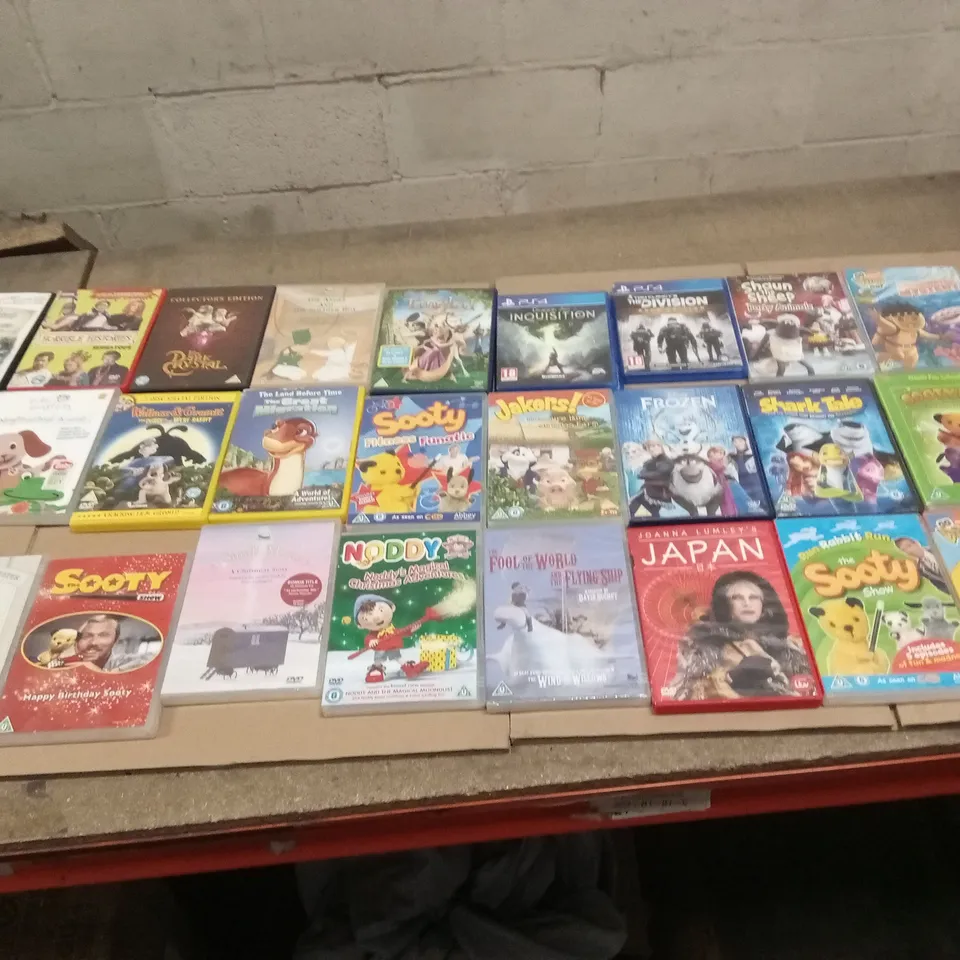 APPROXIMATELY 28 ASSORTED DVDS AND VIDEO GAMES