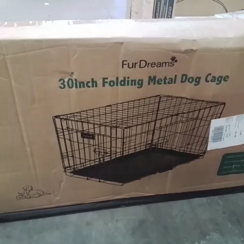 BOXED 30INCH FOLDING METAL DOG CAGE