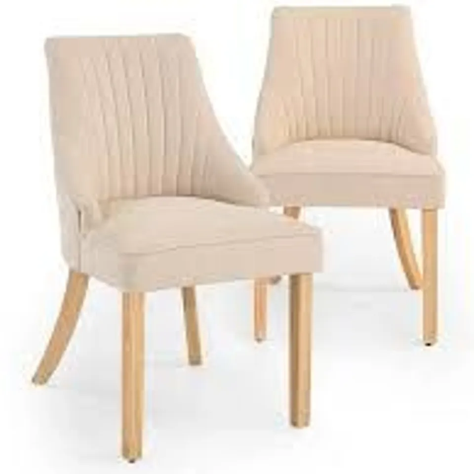 BOXED CHESTER STITCHED BACK PAIR OF DINING CHAIRS - STONE RRP £229
