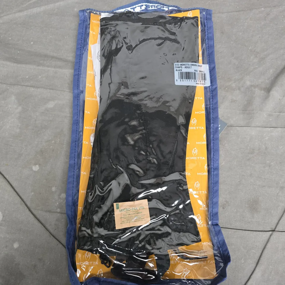 BAGGED MORETTA AMARA HALF CHAPS IN BLACK REG SMALL