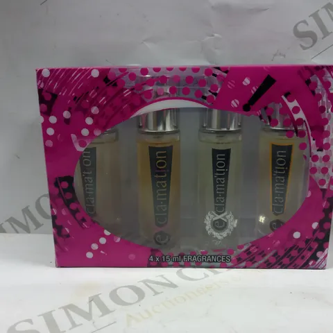 BOX OF 22 COTY EXβCLAΒ·MAβTION 4 PIECE GIFT SET: DIVA EAU DE PARFUM 15ML β COLOGNE SPRAY 15ML β MINX EAU DE PARFUM 15ML β WILD MUSK EAU DE TOILETTE 15ML