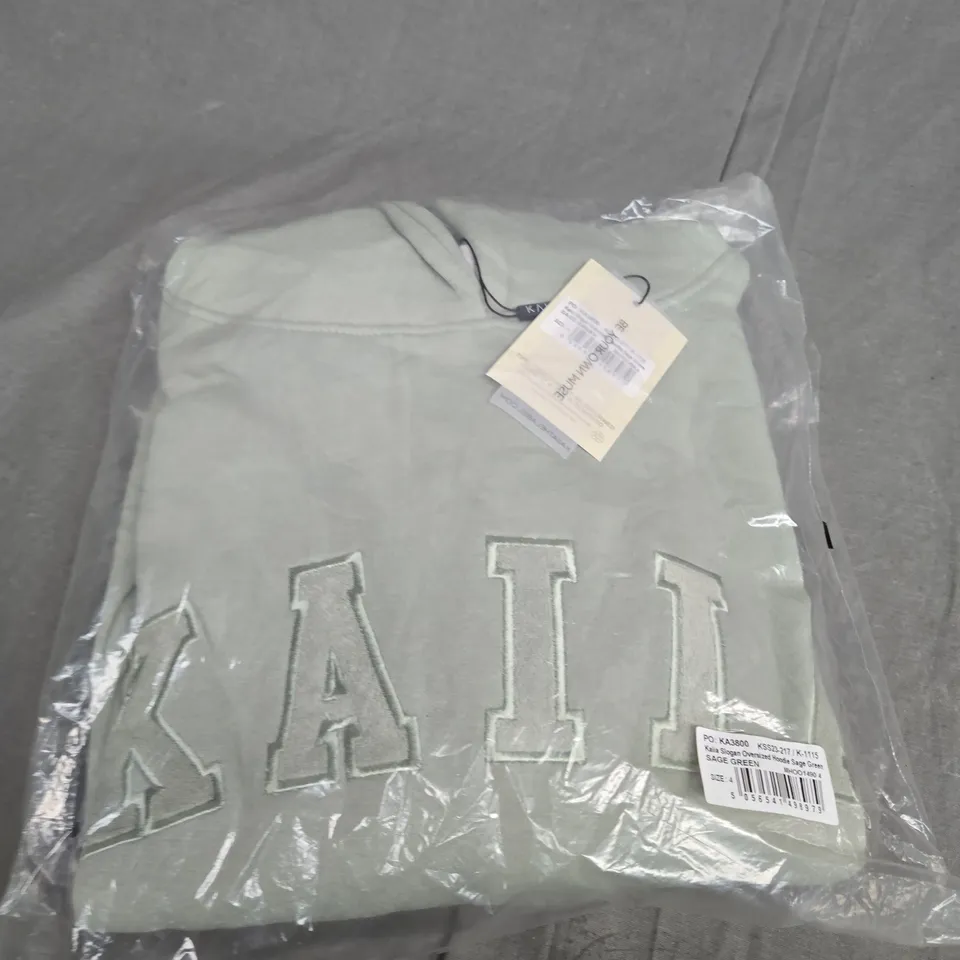 BAGGED KAIIA SLOGAN OVERIZED HOODIE SIZE 4