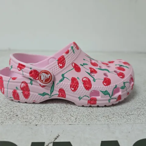 PAIR OF CROCS KIDS' CLOGS β PINK CHERRY PATTERN - SIZE C12
