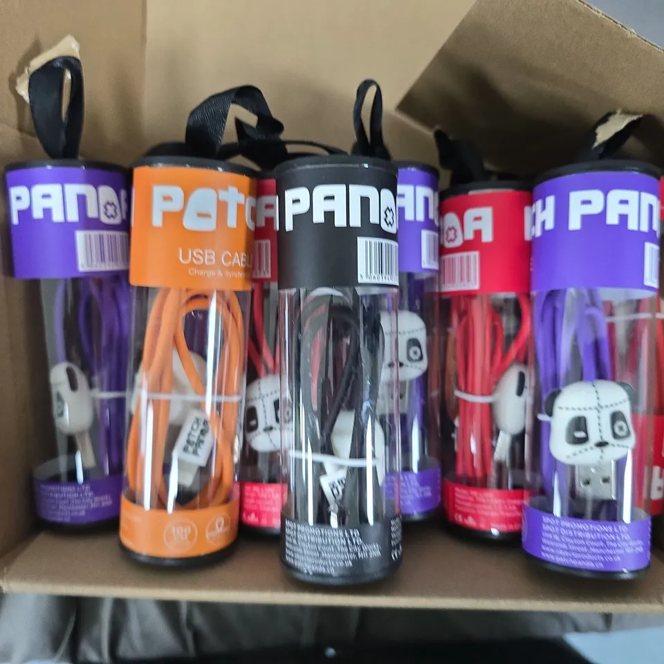 APPROXIMATELY 20 ASSORTED PATCH USB LIGHTNING CONNECTORS CABLES TO INCLUDE ORANGE , PURPLE, RED & BLACK VARIATIONS 