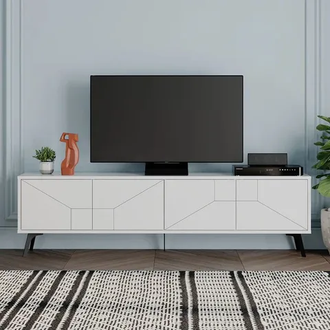BOXED DUNE MODERN TV STAND - WHITE (2 BOXES)
