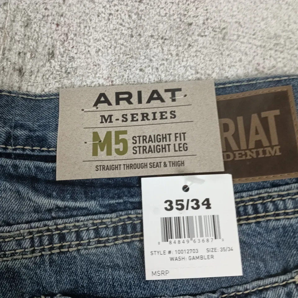 ARIAT M-SERIES M5 STRAIGHT FIT JEANS – UK 35, INSEAM 34, GAMBLER WASH