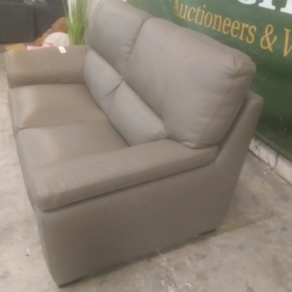 DESIGNER ITALIAN MADE VIRGILIO MUD  LEATHER 2 SEATER SOFA 