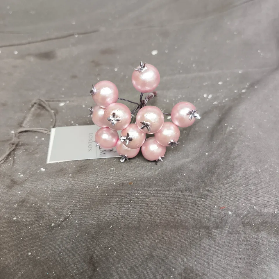 APPROXIMATELY 22 GISELA GRAHAM PINK/SILVER BERRY DECORATIONS