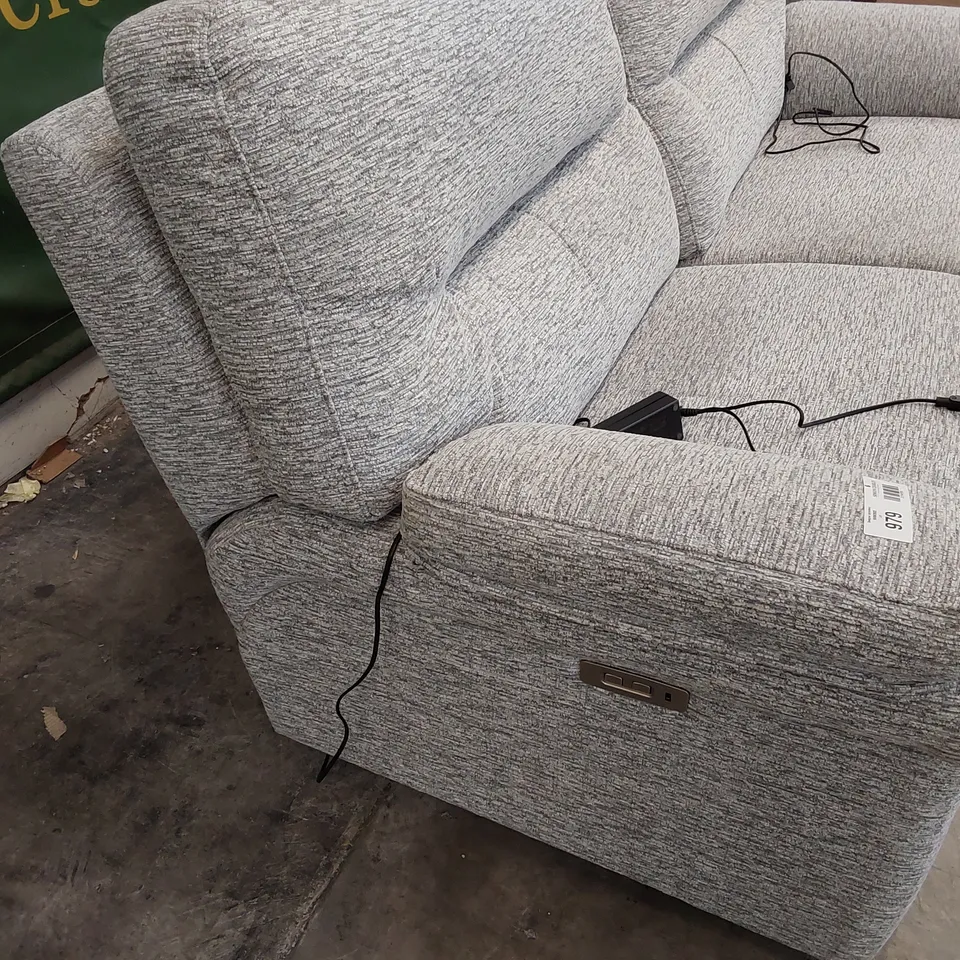QUALITY BRITISH DESIGNER G PLAN SEATTLE POWER RECLINING THREE SEATER SOFA MIRAGE ASH FABRIC 