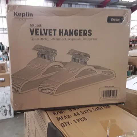 BOXED KEPLIN 50 PACK VELVET HANGERS - CREAM