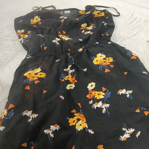 H&M WOMEN'S FLORAL PRINT SUNDRESS β BLACK WITH YELLOW/ORANGE FLOWERS, UK 10 (EU 38)