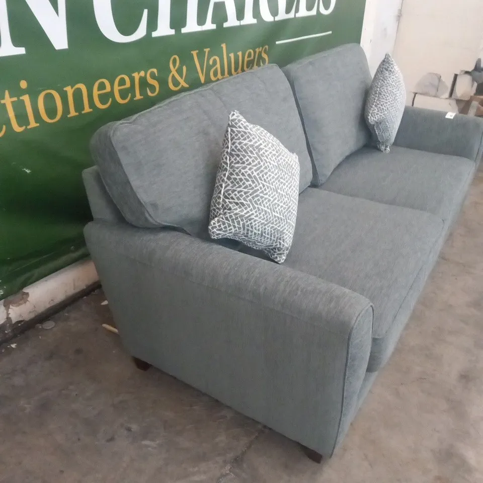 DESIGNER GREY FABRIC THREE SEATER SOFA