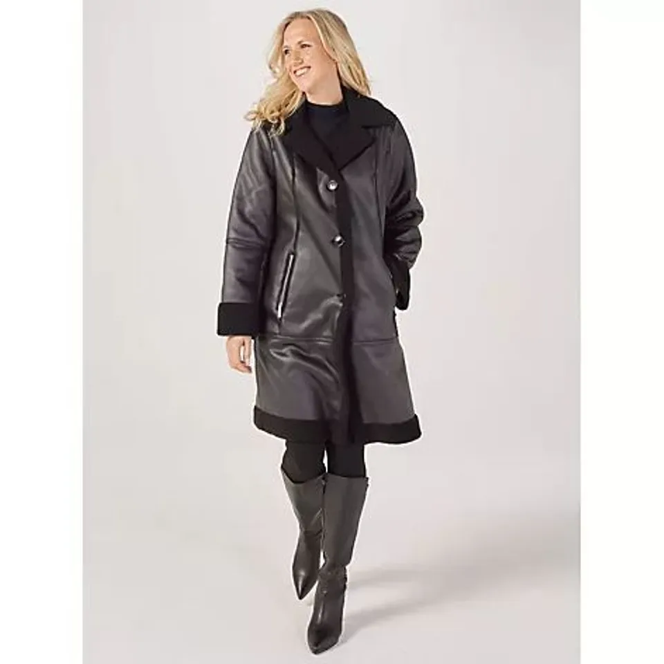 RUTH LANGSFORD FAUX SHEARLING LONGLINE COAT