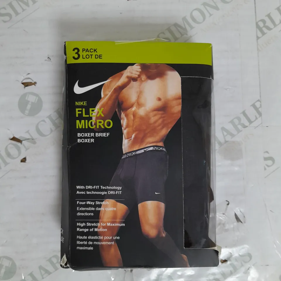 NIKE 3 PACK FLEX MICRO BOXER BRIEF IN BLACK SIZE XL