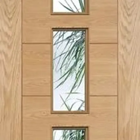 BOXED HAMPSHIRE PREFINISHED GLAZED OAK INTERNAL DOOR - 78" X 27" X 3.5CM