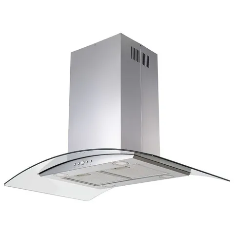 BOXED ELECTRIQ 90CM CURVED GLASS ISLAND COOKER HOOD - STAINLESS STEEL