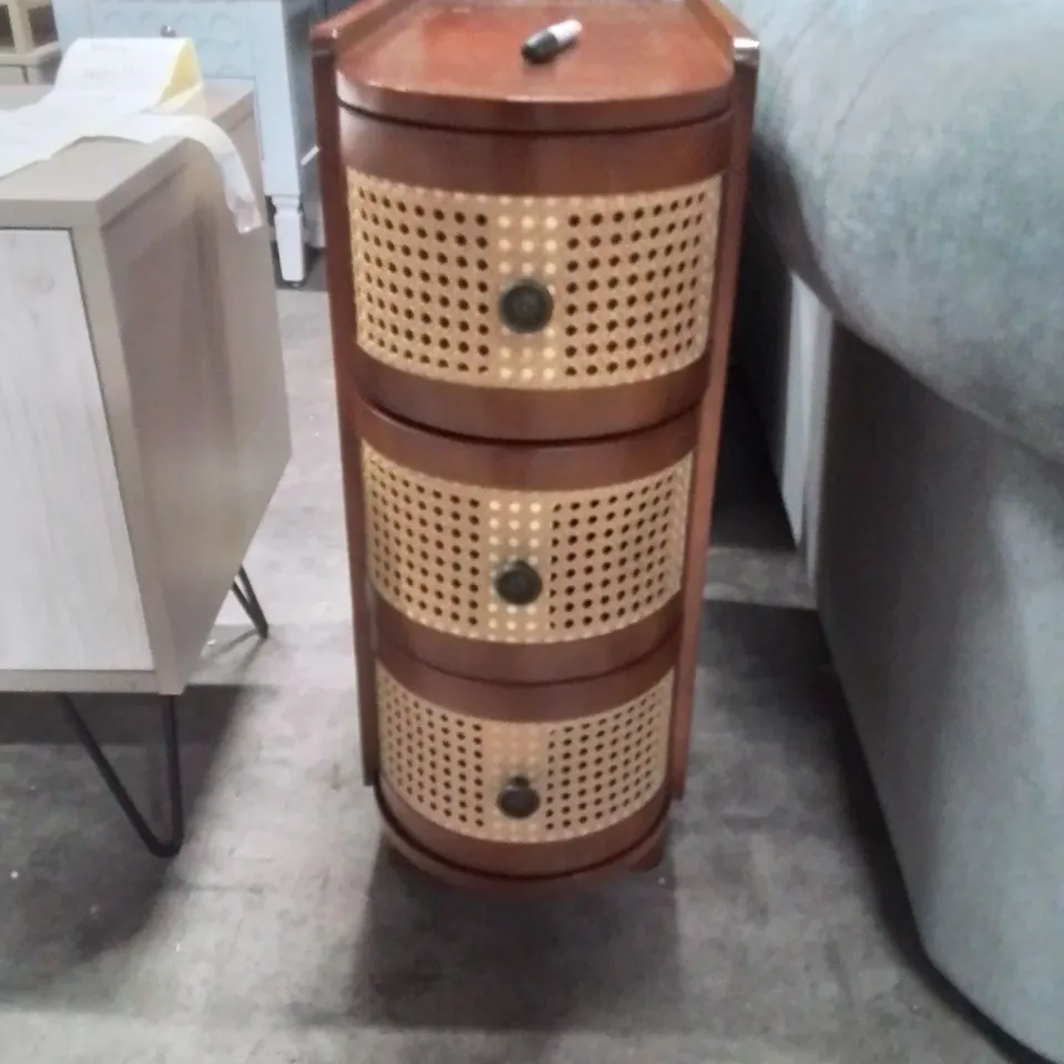 SOLID WOOD END TABLE 3 DRAWERS