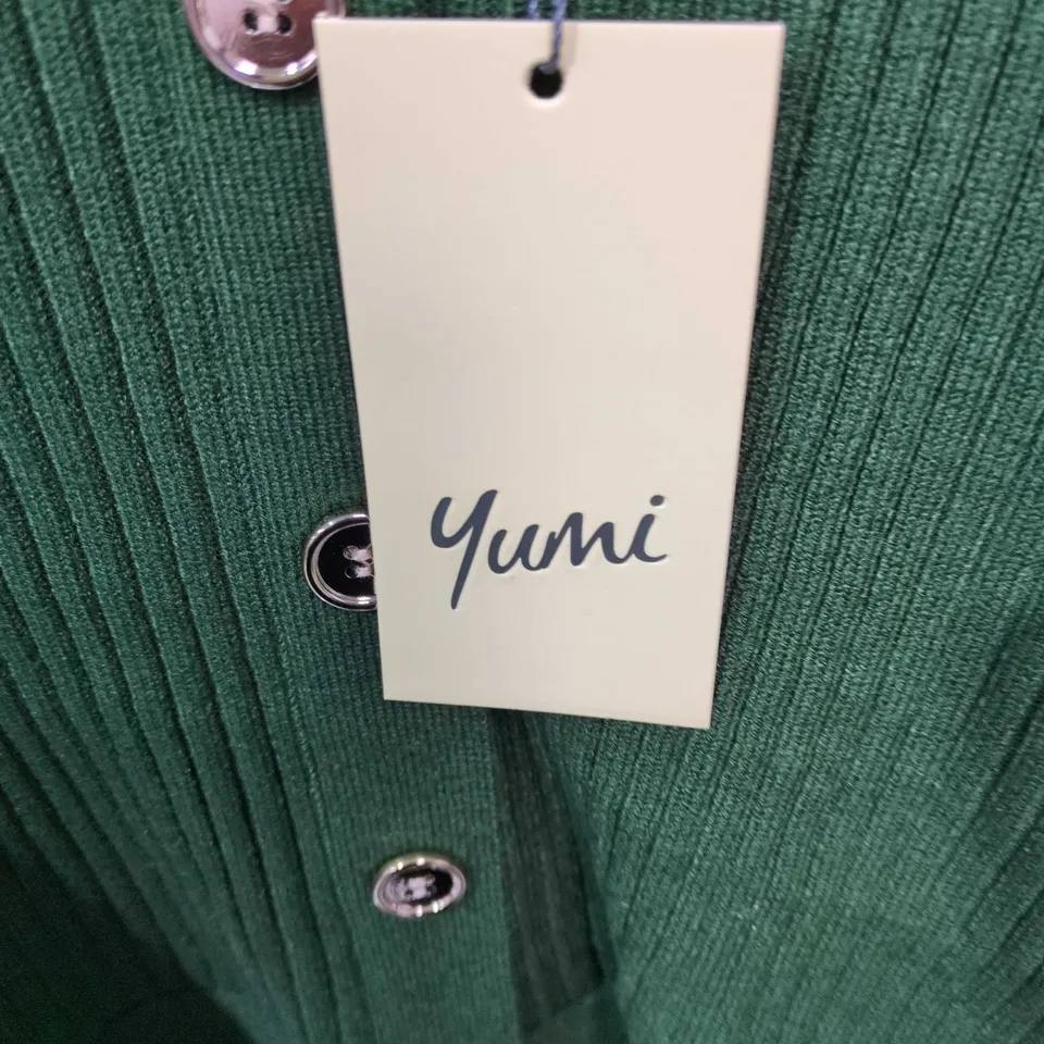 YUMI KNITWEAR GREEN KNIT DRESS WITH BELT – UK SIZE M