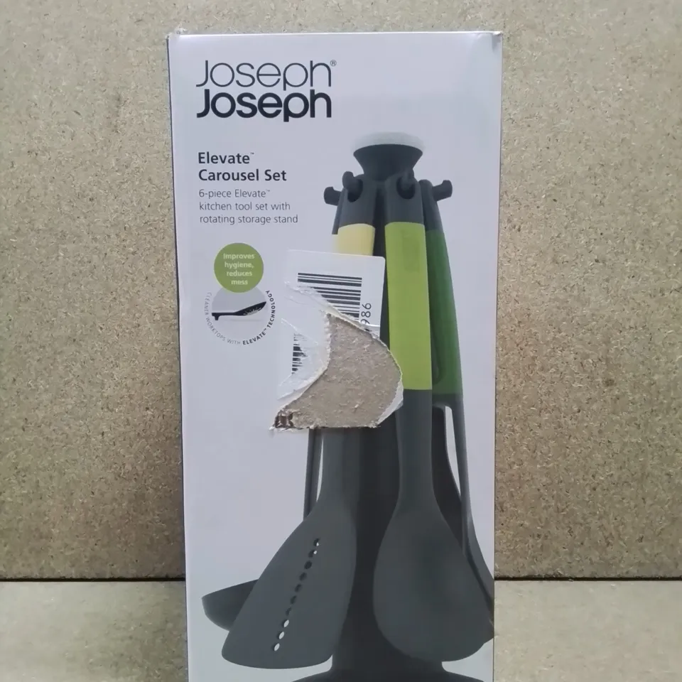 BOXED JOSEPH JOSEPH ELEVATE - KITCHEN TOOLS & GADGETS CAROUSEL 6-PIECE UTENSIL SET WITH ROTATING STAND, ERGONOMIC SILICONE HANDLES, NON STICK HEAD