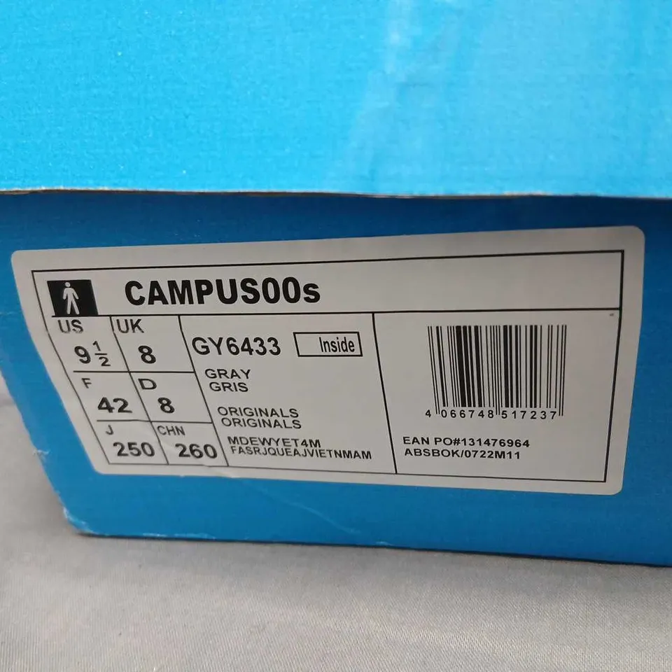 ADIDAS CAMPUS SNEAKERS – GREY/WHITE – UK 8 (US 9.5)