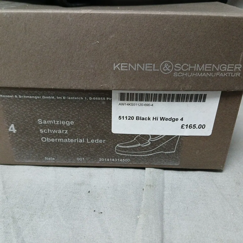 KENNEL & SCHMENGER 51120 BLACK HI WEDGE – WOMEN’S SUEDE LOAFERS, UK 4, BOXED
