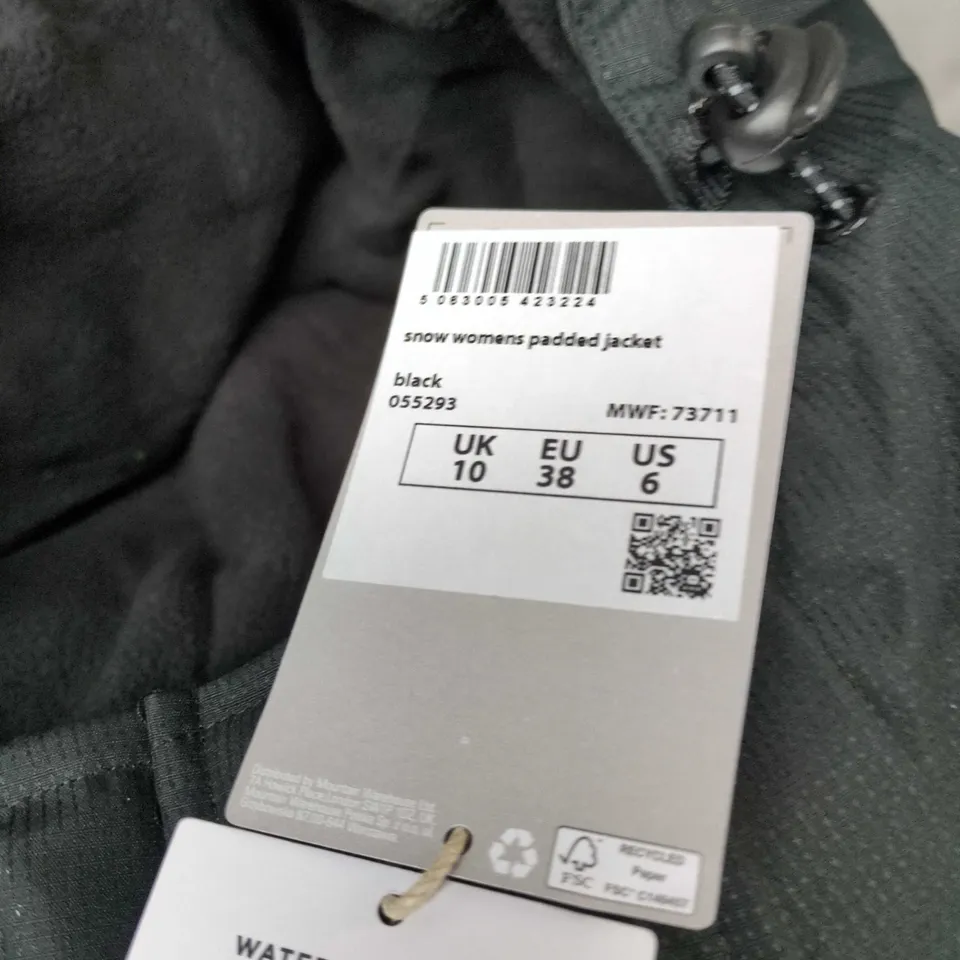 UK 10 MOUNTAIN WAREHOUSE SNOW WOMEN'S PADDED JACKET – BLACK