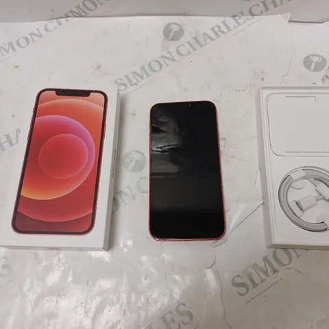 BOXED IPHONE 12 IN RED WITH ACCESSORIES