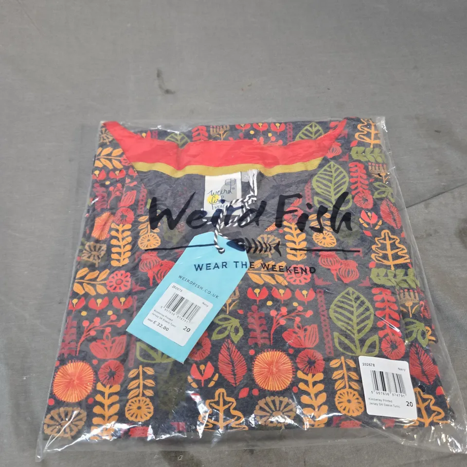 SEALED WEIRD FISH KIMBERLEY PRINTED JERSEY 3/4 SLEEVE TUNIC SIZE 20