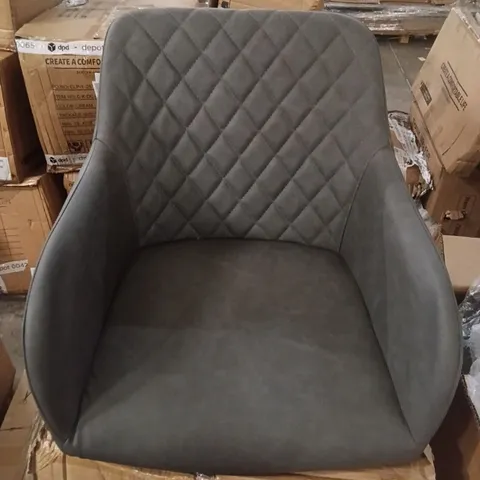 BOXED SET OF 2 FAUX LEATHER GREY DINING CHAIRS