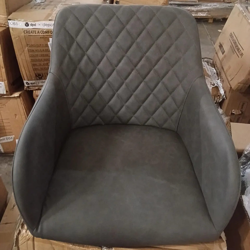 BOXED SET OF 2 FAUX LEATHER GREY DINING CHAIRS