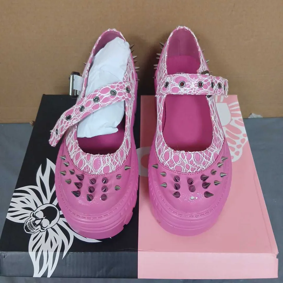KOI CANDYFLOSS DEMON SPIKED STOMPER MARY JANES – UK4, PINK
