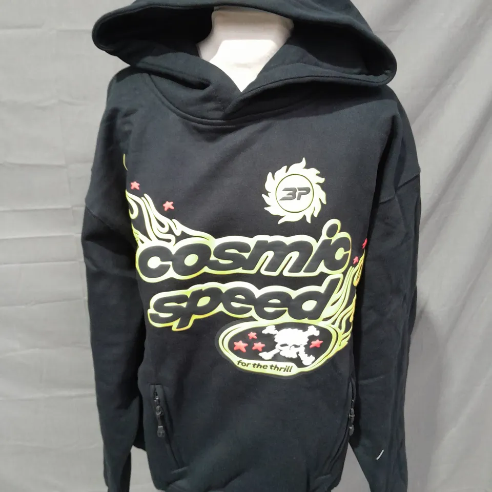 BROKEN PLANET COSMIC SPEED HOODIE IN MIDNIGHT BLACK - M