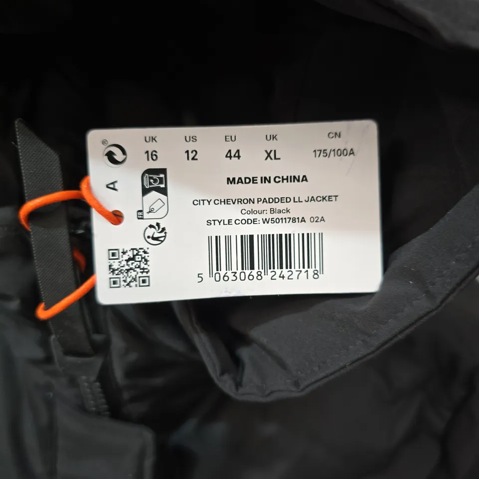 SUPERDRY CITY CHEVRON PADDED LL JACKET – BLACK, UK 16 (US 12, EU 44)