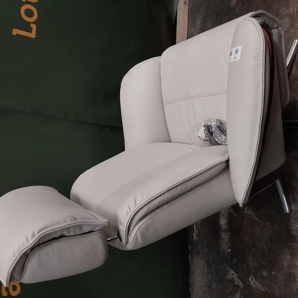 QUALITY BRITISH DESIGNER G PLAN OSLO POWER RECLINING SWIVEL CHAIR CAMBRIDGE CHALK LEATHER 