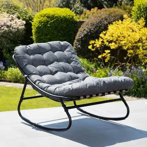 BOXED OUTDOOR ROCKING CHAIR - BLACK/GREY (1 BOX)