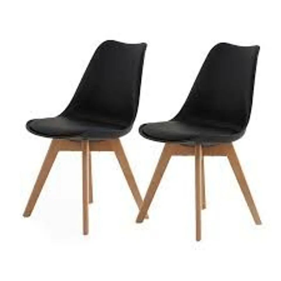 BOXED PAIR OF FAUX LEATHER UPHOLSTERED BLACK DINING  CHAIRS
