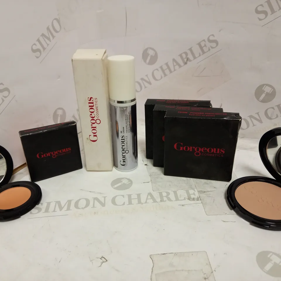 LOT OF 5 GORGEOUS COSMETICS MAKE UP ITEMS, TO INCLUDE 3 HIGHLIGHTERS, 1 BLUSH & 1 BB CREAM (MEDIUM)