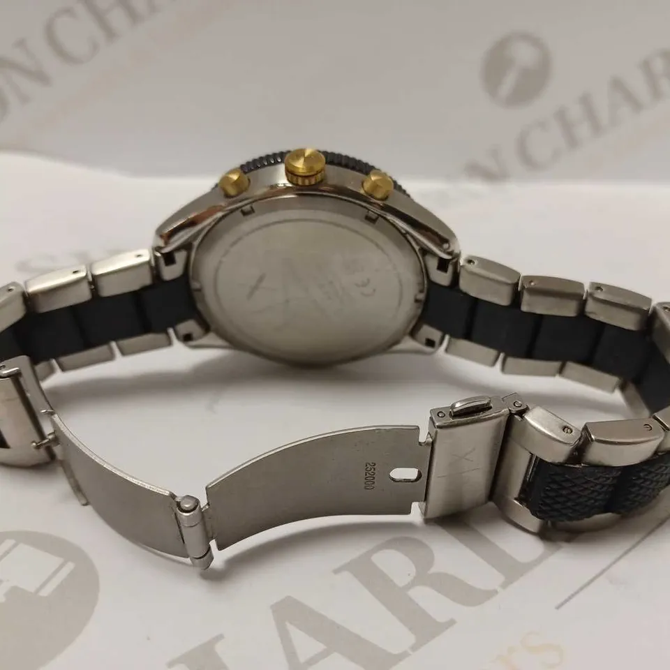 ARMANI EXCHANGE TRIPLE DIAL RUBBER BRACELET STRAP WRISTWATCH 
