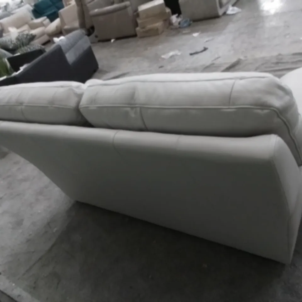 DESIGNER G PLAN MADE SEATTLE OXFORD LIGHT GREY LEATHER TWO SEATER SOFA