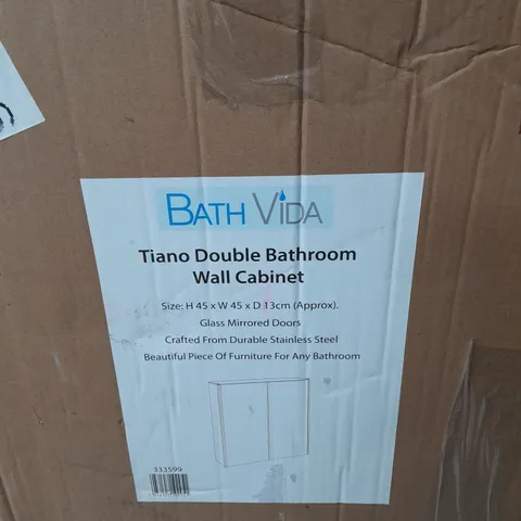 BOXED BATH VIDA TIANO DOUBLE BATHROOM WALL CABINET - GLASS MIRRORED DOORS